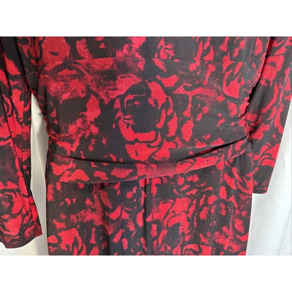 Lauren Ralph Lauren Red Black Stretch Jersey 10 Long Sleeve Holiday Xmas - Picture 4 of 13